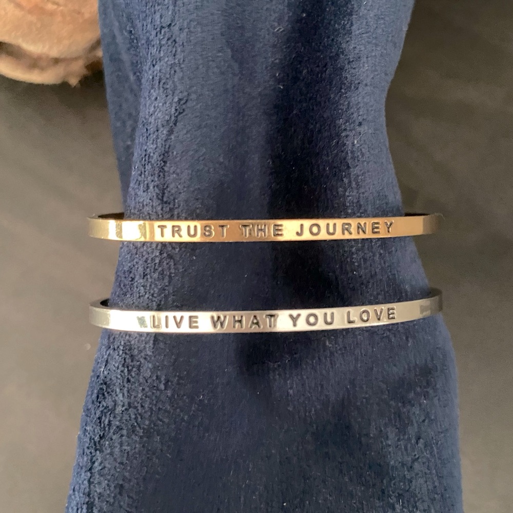 📣 Moving Sale! Set of 2 Mantraband Bracelets — Gold & Silver